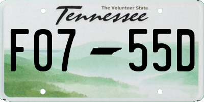 TN license plate F0755D