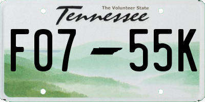 TN license plate F0755K
