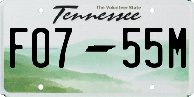 TN license plate F0755M