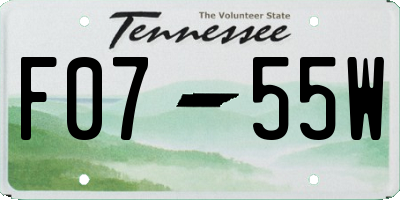 TN license plate F0755W
