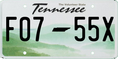 TN license plate F0755X