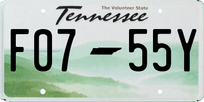 TN license plate F0755Y