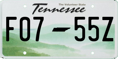 TN license plate F0755Z