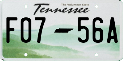 TN license plate F0756A