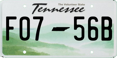TN license plate F0756B