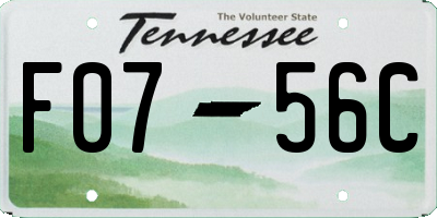 TN license plate F0756C
