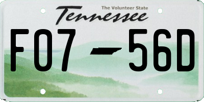 TN license plate F0756D