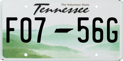 TN license plate F0756G