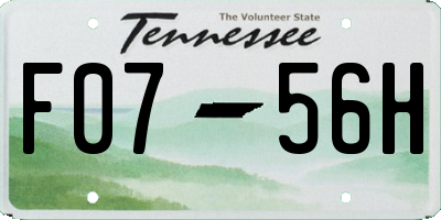 TN license plate F0756H