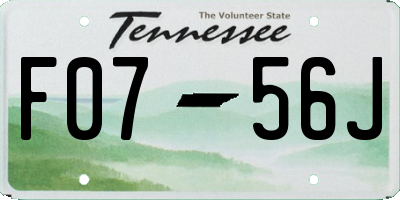 TN license plate F0756J