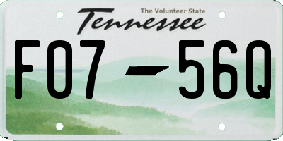 TN license plate F0756Q