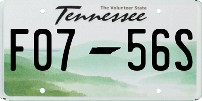 TN license plate F0756S