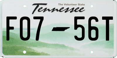 TN license plate F0756T