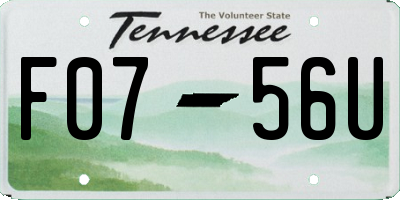 TN license plate F0756U