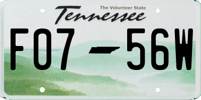 TN license plate F0756W