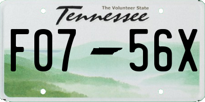 TN license plate F0756X