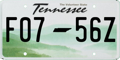 TN license plate F0756Z
