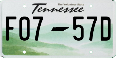 TN license plate F0757D