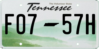 TN license plate F0757H