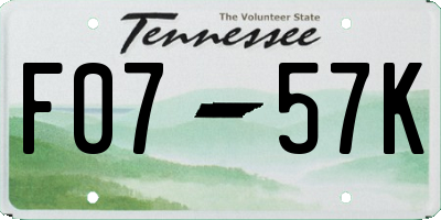 TN license plate F0757K