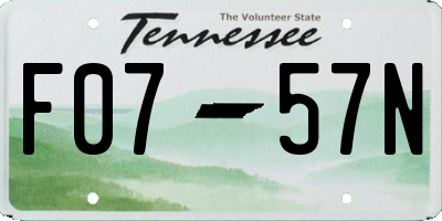 TN license plate F0757N