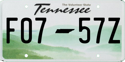 TN license plate F0757Z