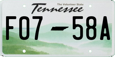 TN license plate F0758A