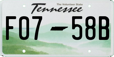 TN license plate F0758B