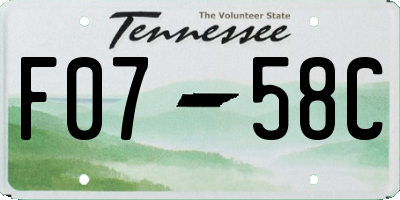 TN license plate F0758C