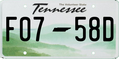 TN license plate F0758D