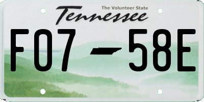 TN license plate F0758E