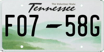 TN license plate F0758G
