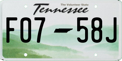 TN license plate F0758J