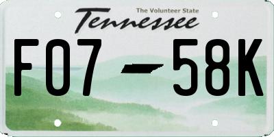 TN license plate F0758K