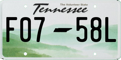 TN license plate F0758L
