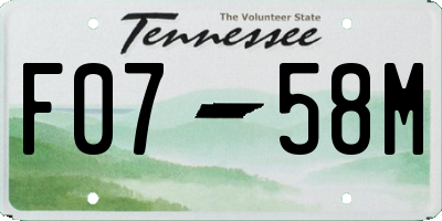 TN license plate F0758M