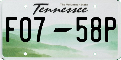 TN license plate F0758P