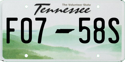 TN license plate F0758S