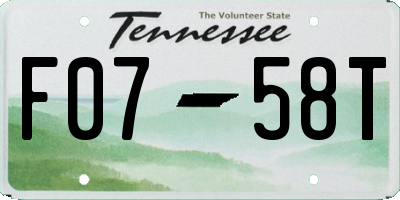 TN license plate F0758T