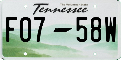 TN license plate F0758W