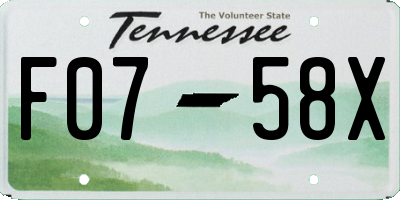 TN license plate F0758X
