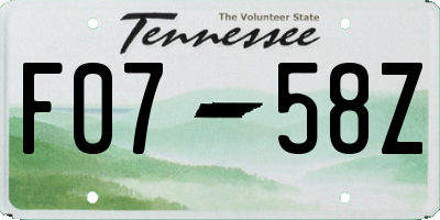 TN license plate F0758Z
