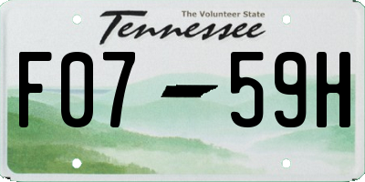 TN license plate F0759H