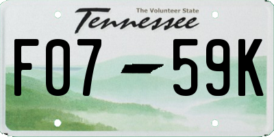 TN license plate F0759K