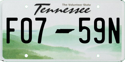 TN license plate F0759N