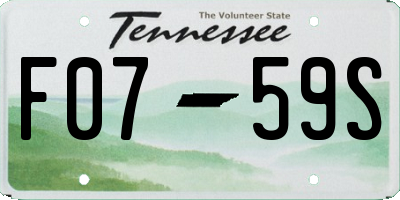 TN license plate F0759S