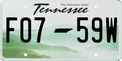 TN license plate F0759W