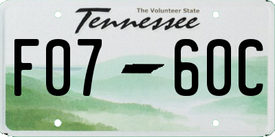 TN license plate F0760C