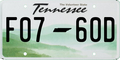 TN license plate F0760D