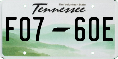 TN license plate F0760E